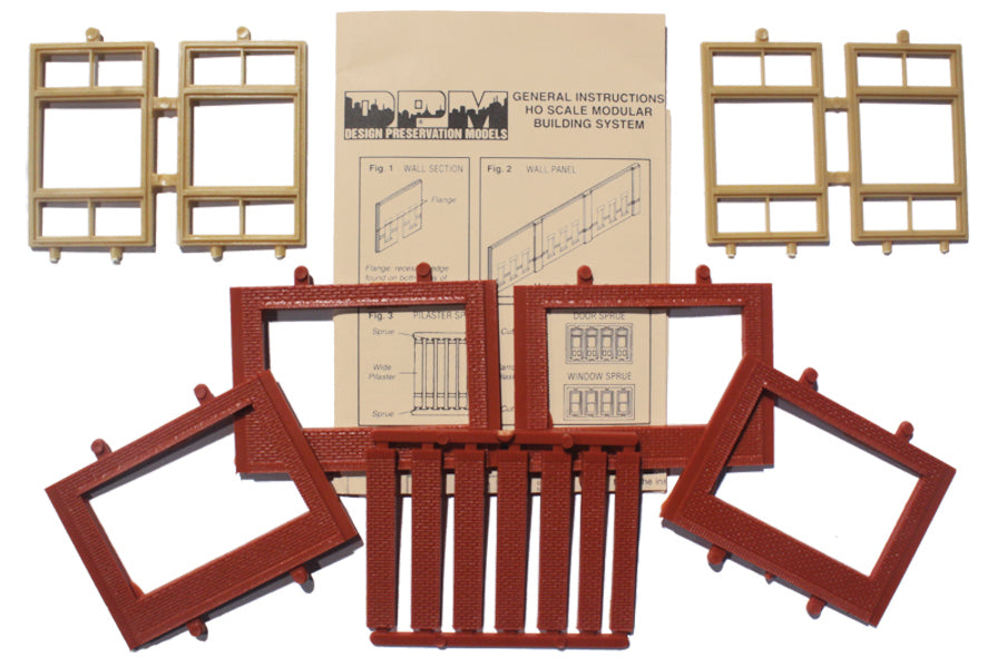 Woodland Scenics DPM 30167 HO Scale Two Story Wall Sections - 20th Century Windows 4-Pack