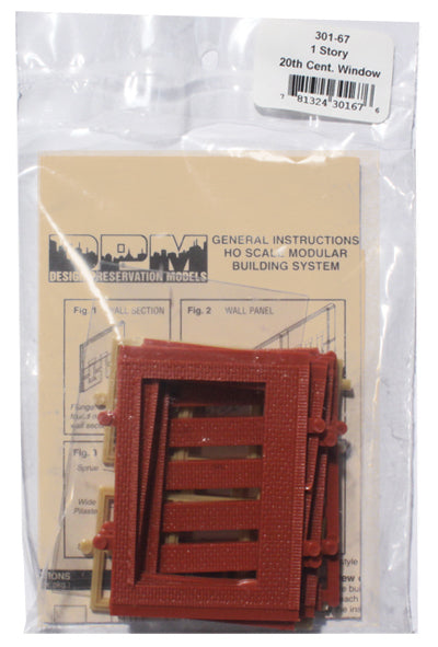 Woodland Scenics DPM 30167 HO Scale Two Story Wall Sections - 20th Century Windows 4-Pack