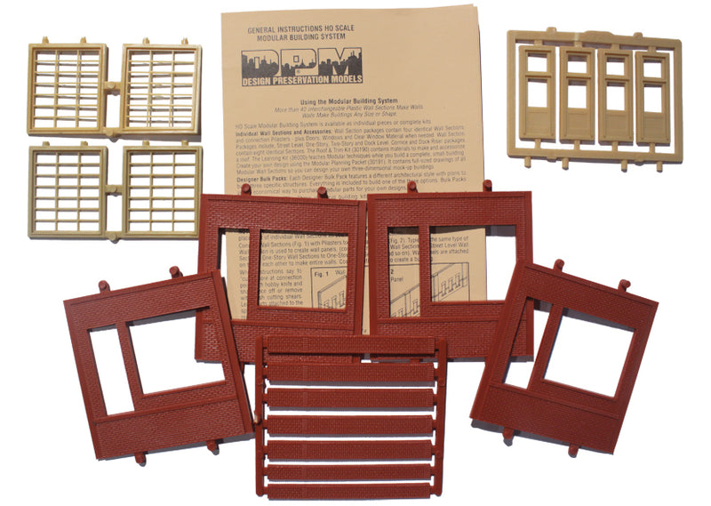 Woodland Scenics DPM 30172 HO Scale Dock Level Wall Sections - Steel Sash Entry Door 4-Pack