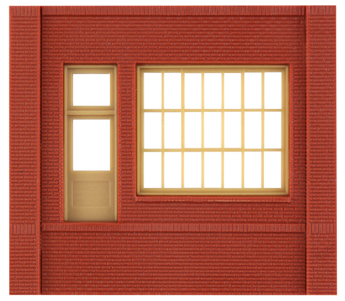 Woodland Scenics DPM 30172 HO Scale Dock Level Wall Sections - Steel Sash Entry Door 4-Pack