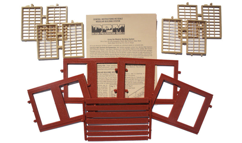 Woodland Scenics DPM 30174 HO Scale Two Story Wall Sections - Steel Sash Windows 4-Pack