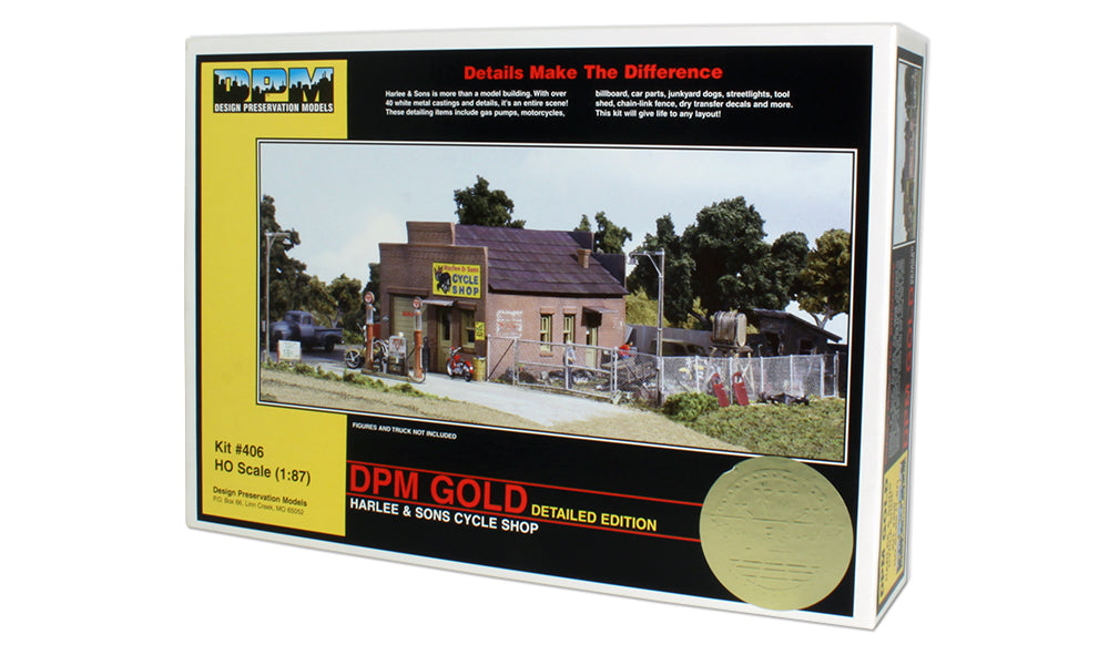 Woodland Scenics DPM Gold 40600 HO Scale Harlee & Son's Cycle Shop [Premium Building Structure Kit]