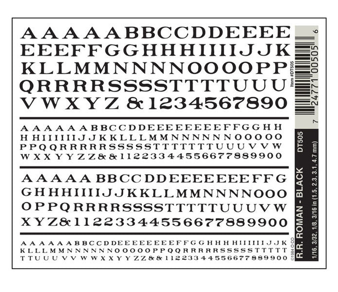 Woodland Scenics DT505 Dry Transfer Decals - Railroad Roman Letters, B ...