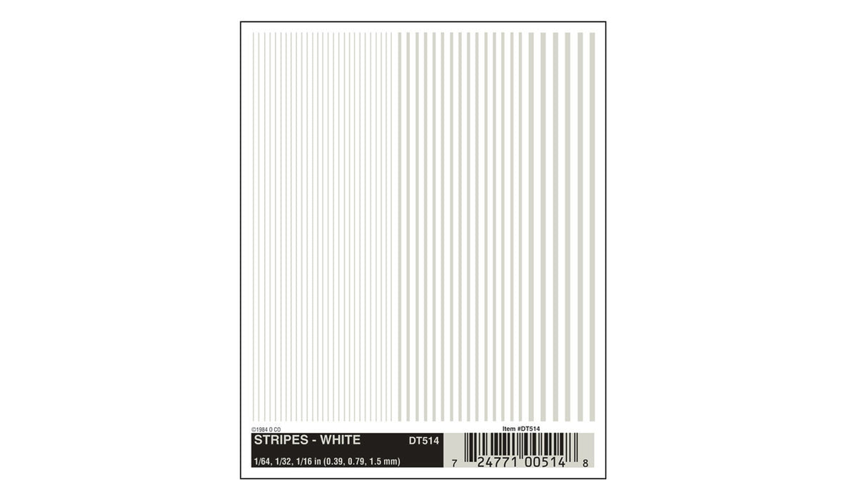 Woodland Scenics DT514 Dry Transfer Decals - Stripes, White