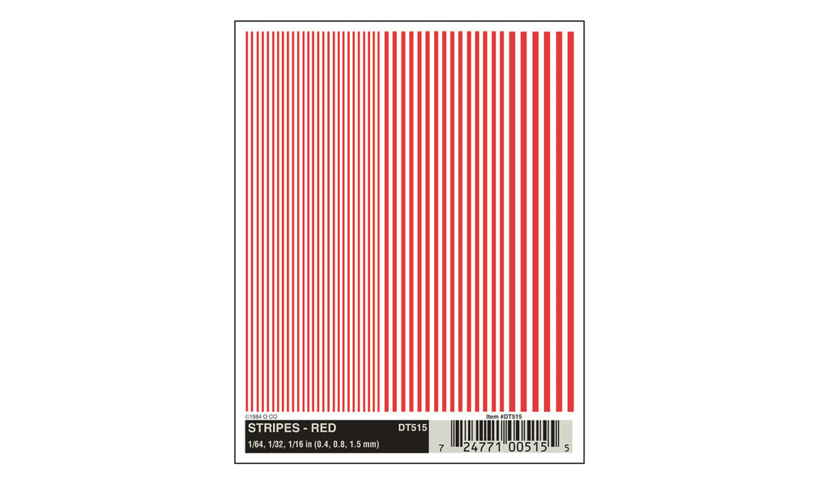 Woodland Scenics DT515 Dry Transfer Decals - Stripes, Red