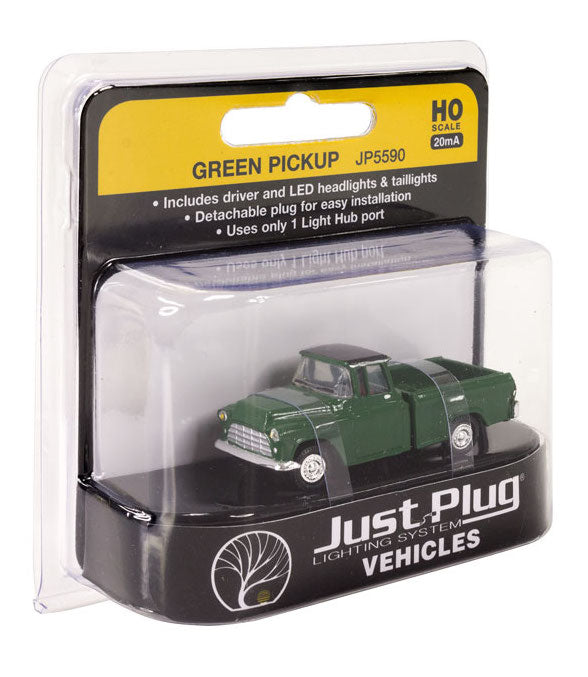 Woodland Scenics JP5590 HO Scale Just Plug Vehicles - Green Pickup