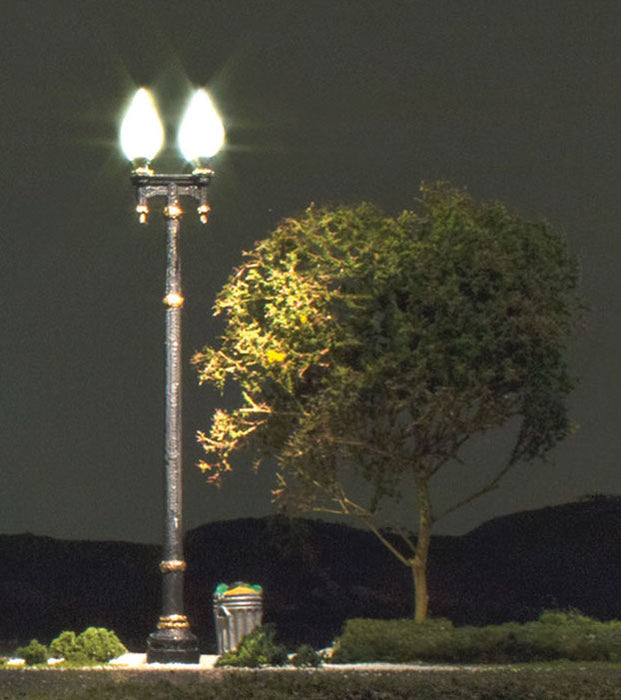 Woodland Scenics JP5632 HO Scale Just Plug Street Lights - Double Lamp Post (3-Pack)