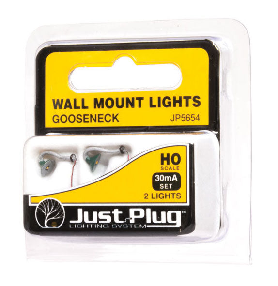 Woodland Scenics JP5654 HO Scale Wall Mount Lights, Gooseneck (2-Pack)