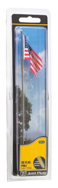 Woodland Scenics JP5952 Just Plug Large (7 1/2") Flag Pole with U.S. Flag and Spotlight