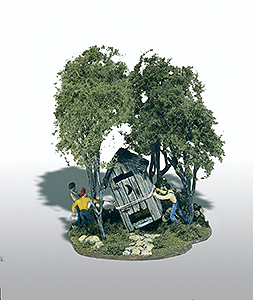 Woodland Scenics M108 HO Scale Outhouse Mischief Mini Scene Kit