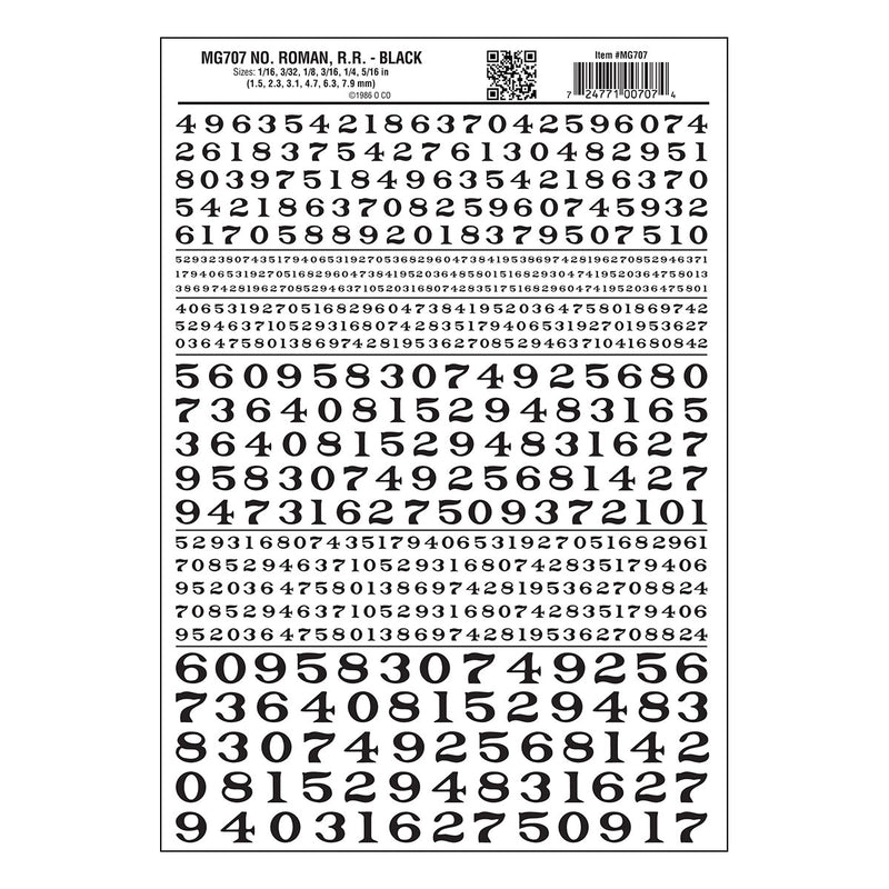 Woodland Scenics MG707 Model Graphics, Roman Numbers, Black