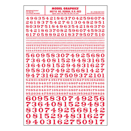 Woodland Scenics MG710 Model Graphics, Roman Numbers, Red