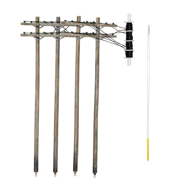 Woodland Scenics US2251 N Scale Pre-Wired Utility Poles with Double Crossbars