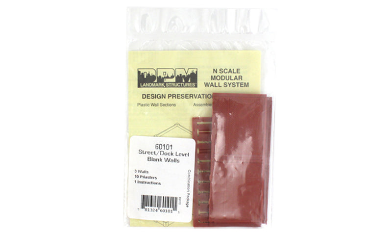 Woodland Scenics DPM 60101 N Scale Street Level Wall Sections - Blank Wall 3-Pack