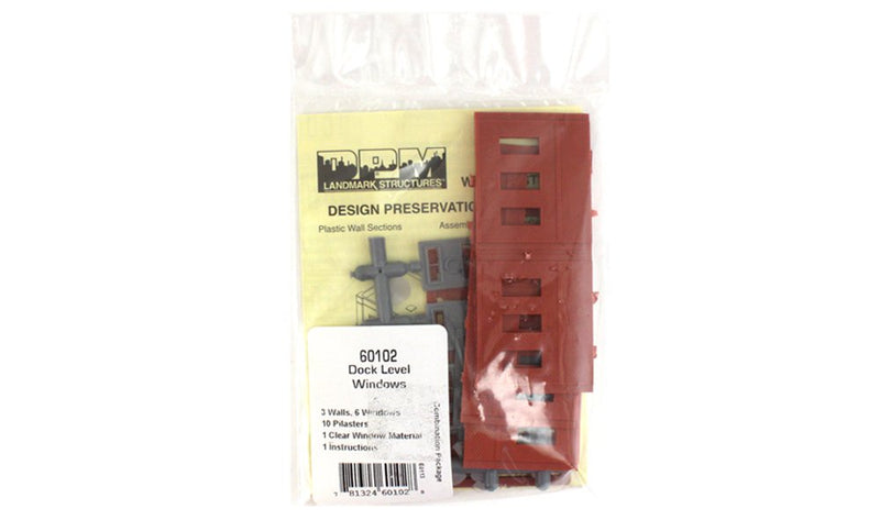 Woodland Scenics DPM 60102 N Scale Dock Level Wall Sections - Window Wall 3-Pack