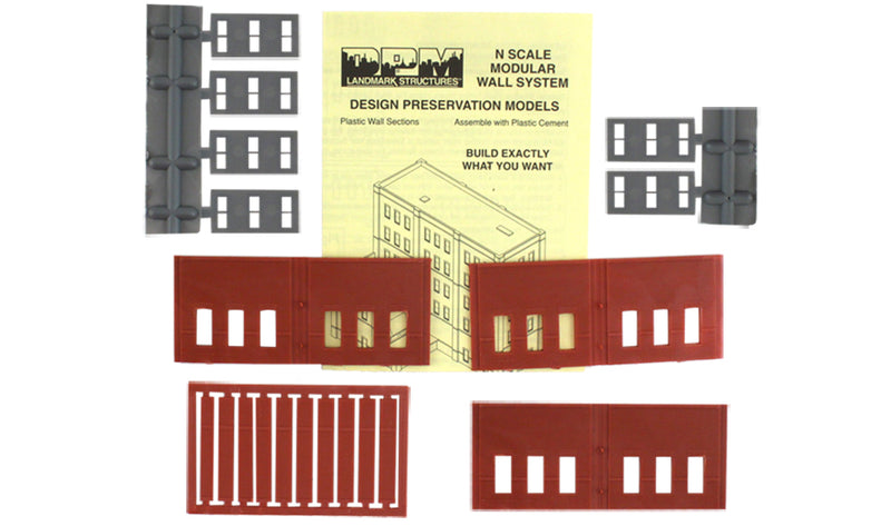 Woodland Scenics DPM 60103 N Scale Street Level Wall Sections - Window Wall 3-Pack