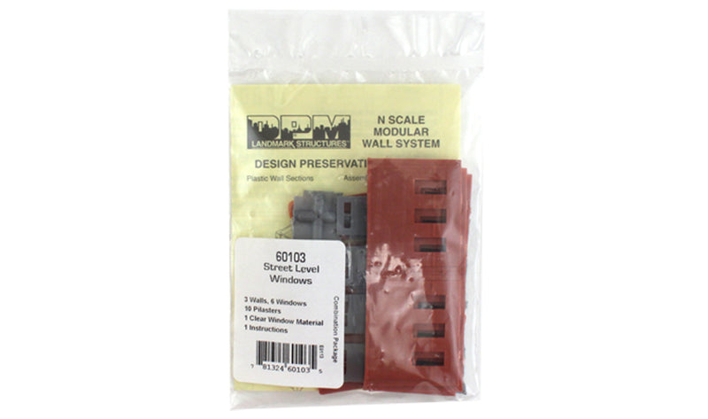 Woodland Scenics DPM 60103 N Scale Street Level Wall Sections - Window Wall 3-Pack