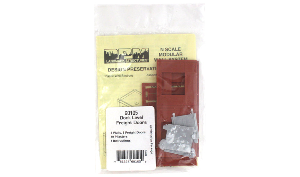 Woodland Scenics DPM 60105 N Scale Dock Level Wall Sections - Freight Entry Door 3-Pack