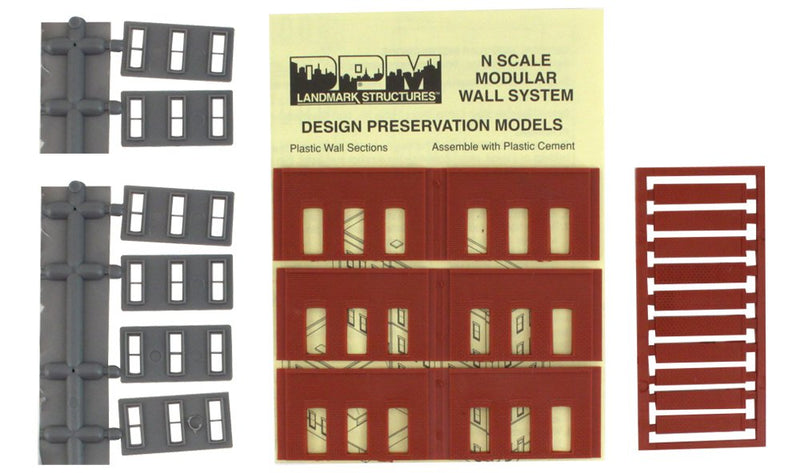 Woodland Scenics DPM 60112 N Scale One Story Wall Sections - Window Wall 3-Pack