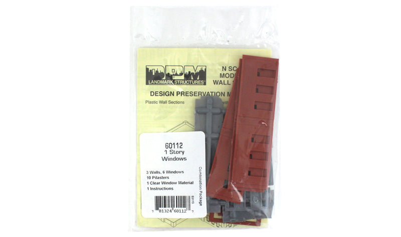 Woodland Scenics DPM 60112 N Scale One Story Wall Sections - Window Wall 3-Pack