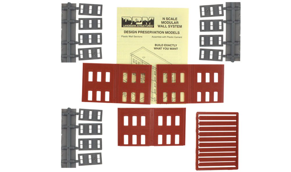 Woodland Scenics DPM 60122 N Scale Two Story Wall Sections - 12 Windows 3-Pack