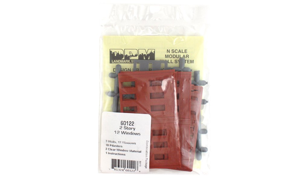 Woodland Scenics DPM 60122 N Scale Two Story Wall Sections - 12 Windows 3-Pack