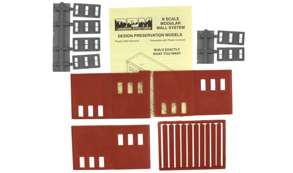 Woodland Scenics DPM 60123 N Scale Two Story Wall Sections - 6 Windows 3-Pack