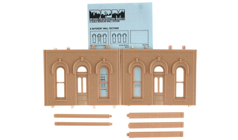 Woodland Scenics DPM 90101 O Scale Street / Dock Level Wall Sections - Arched Entry Door 2-Pack
