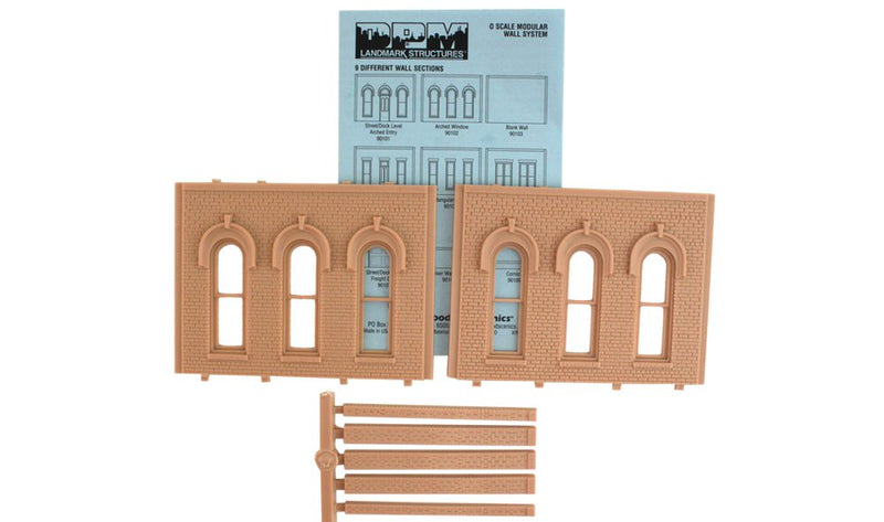 Woodland Scenics DPM 90102 O Scale Wall Sections - Arched Window Wall 2-Pack