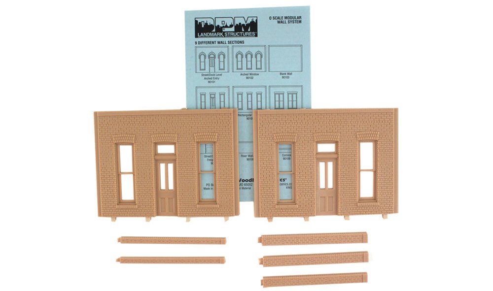 Woodland Scenics DPM 90104 O Scale Street / Dock Level Wall Sections - Rectangle Entry Door 2-Pack