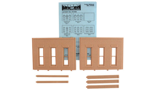 Woodland Scenics DPM 90105 O Scale Wall Sections - Rectangle Window Wall 2-Pack
