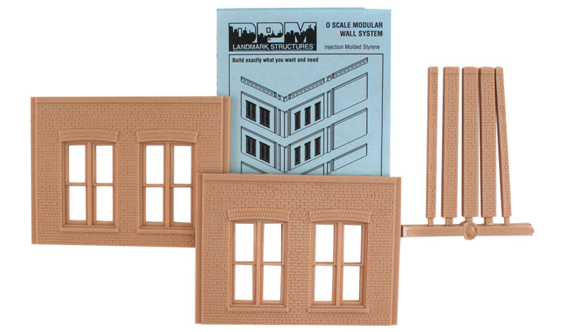 Woodland Scenics DPM 90106 O Scale Wall Sections - Double Rectangular Window Wall 2-Pack