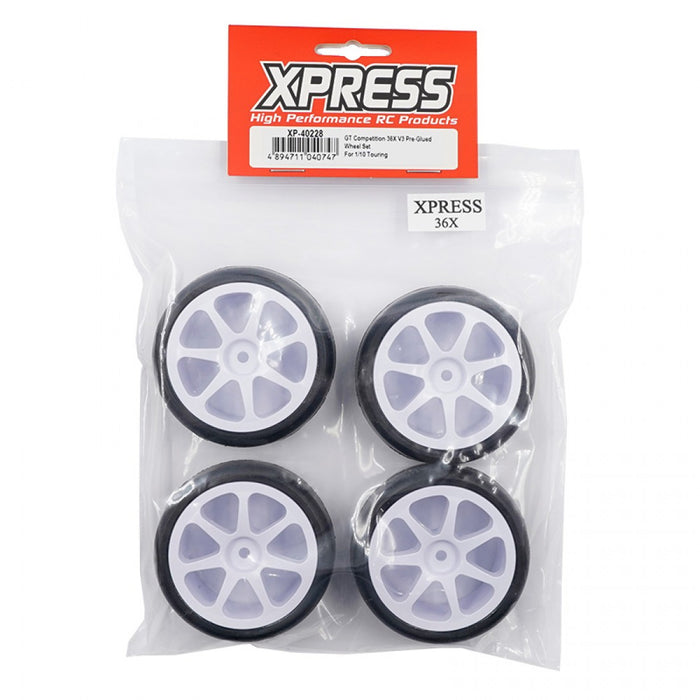 XPRESS 40228 Competition 36X V3 Pre-Glued Wheel Set for 1/10 Touring Car