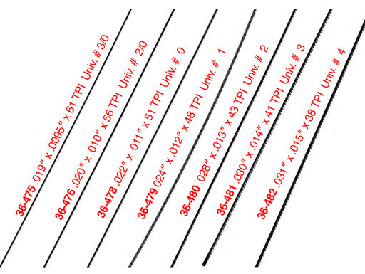 Zona 36-482 5" Jeweler Saw Blade No. 4 .31 x .15 x 38 TPI 12 Pack